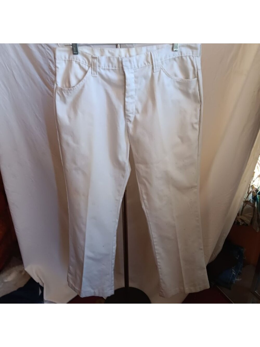 True Vintage Jeans 1960's 38x31 White Cotton Bootcut Mod Garage Band Talon zip